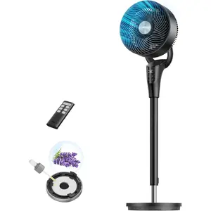 Fan for Bedroom, 2026 Upgraded, 90ft Airflow, 20dB Quiet Fan, 90° Oscillating Standing Fan for Whole Room, DC Motor, 8+H Speeds, 3 Modes, 38-42'' Adjustable Height, 8H Timer, 105° Manual Vertical