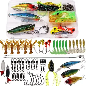 Fishing Lure Set Fishing Spoons Frog Lures Soft Hard Metal Lure Crank Popper Minnow Pencil Jig Hook for Trout Bass Salmon with Tackle Box