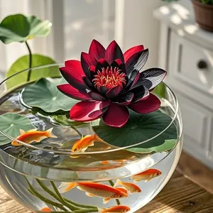 20 Pcs Black & Red Bicolor Bowl Lotus Seeds – Rare Dual-Tone Mini Lotus, Easy to Grow, Striking Water Garden Accent