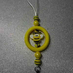 Bumblebee Car Freshie Hanger with Yellow Beads and Bee Design for Car Mirror Decorative Accessory