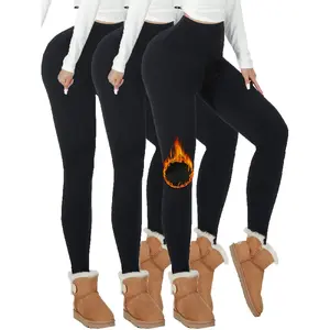 3 Pack, Super Soft Plus Lined Leggings For Women - Solid Color, Thermal Warm - For Yoga, Running & Workout - Perfect for Fall & Winter - Ideal Gift for Fitness Enthusiasts