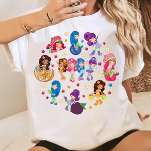 Strawberry Shortcake Tee, Cute Fruit Girl Shirt, Kawaii Fruit Character Tee, Berry Sweet Cartoon Shirt, Fruit Squad T-Shirt