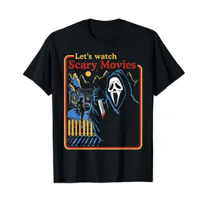 Cotton Short Sleeve Funny Halloween Let&Reg;S Watch Scary Horror Movies Ghost T-Shirt For Men Women