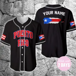 Personalized Puerto Rico Flag Baseball Jersey, Custom Baseball Jersey Shirt, Baseball Jersey Uniform For Baseball Fans Lovers