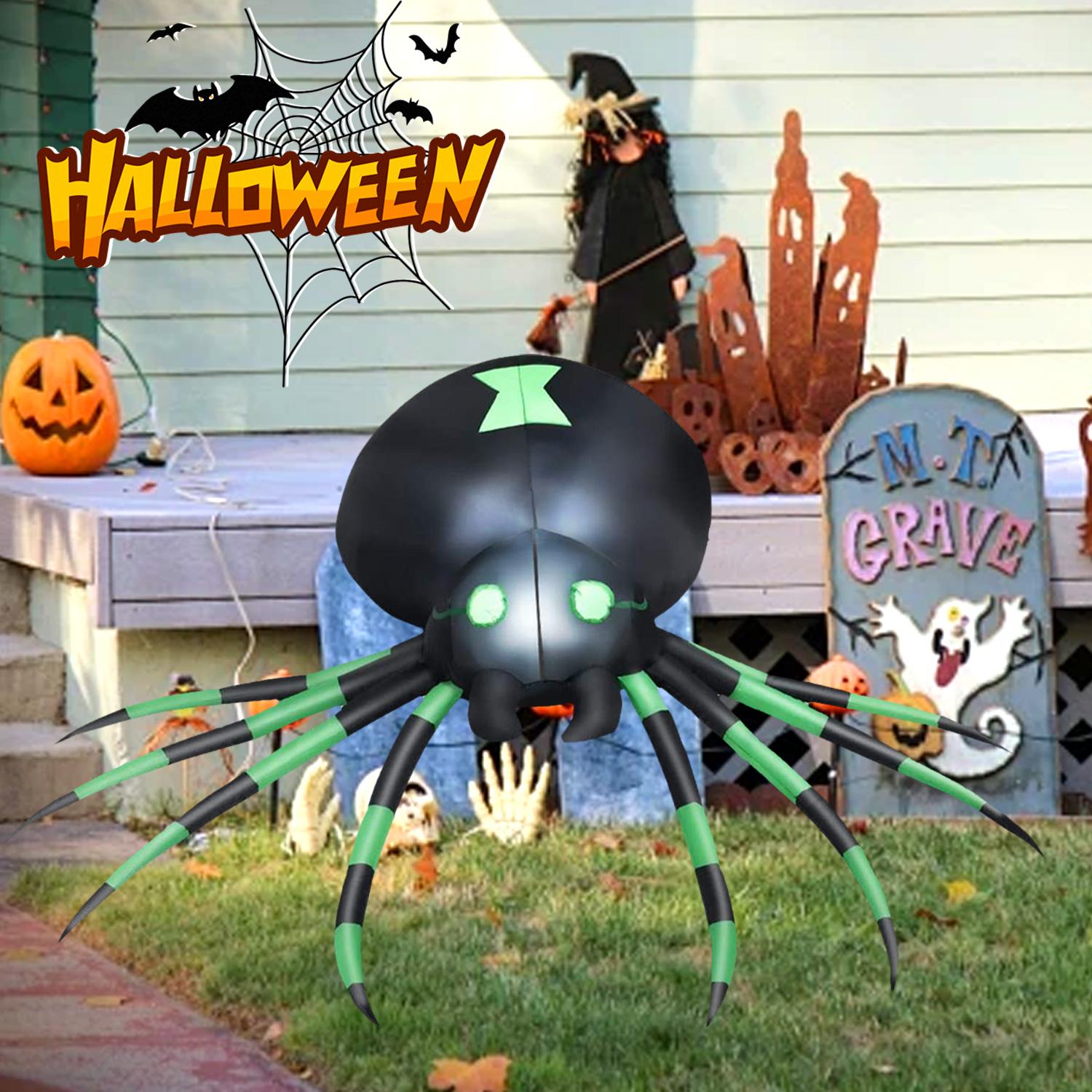7.2 FT Width Halloween Inflatable Spider Outdoor Decoration with Built-in LED Lights, Spider Blow Up Yard Inflatables for Outdoor Lawn Garden Yard and Holiday Decor