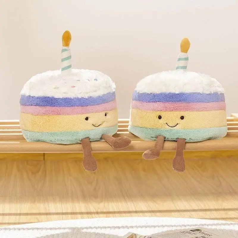 Jellycat Amuseables Birthday Cake Stuffed Animal – Colorful Pastel Layer Cake Plush with Candle, Soft Fluffy Celebration Toy, Charming Collectible Gift for Birthdays, Kids, Her & Plush Fans