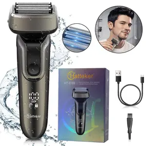 Electric Shaver, 1 Box Rechargeable IPX6 Waterproof Electric Razor with Digital Display, Wet and Dry Use Men's Grooming Tool