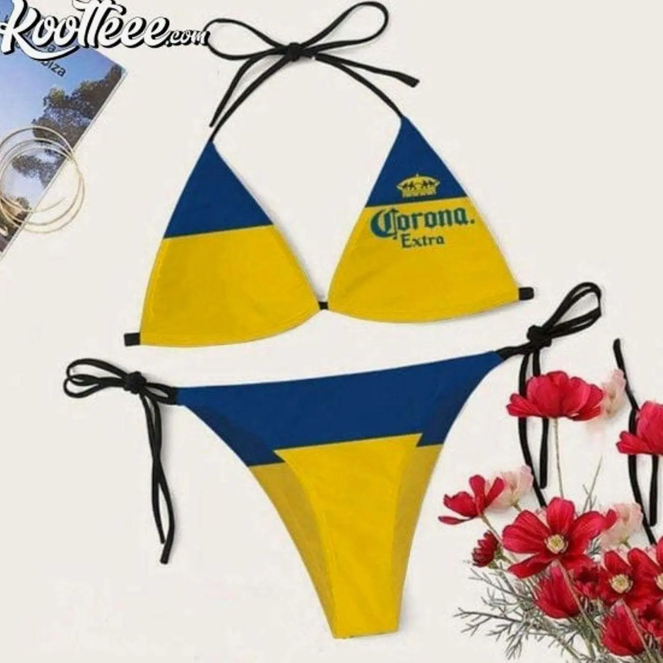 Corona Extra Beer Triangle String Bikini Swimsuit EBL TBF 907