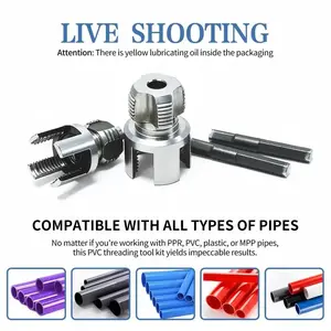 3-in-1 Heavy Duty Internal & External Pipe Threader Set, 3 Sizes (1/2, 3/4, 1) Hardened Steel Pipe Tap Tool Kit with Cutting Function & Storage Box for Plumbing Repair, Installation