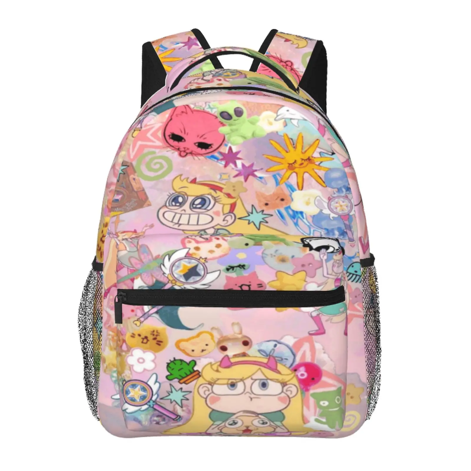 Casual Laptop Backpack for Teens, Vibrant Graphic Print Oxford Daypack with Zipper Pockets for School & Campus Life, Fits 15.6" Laptop, Back To School Haul, No Wheels, Padded Strap, Cartoon Theme, Star Vs. The Forces Of Evil Fans