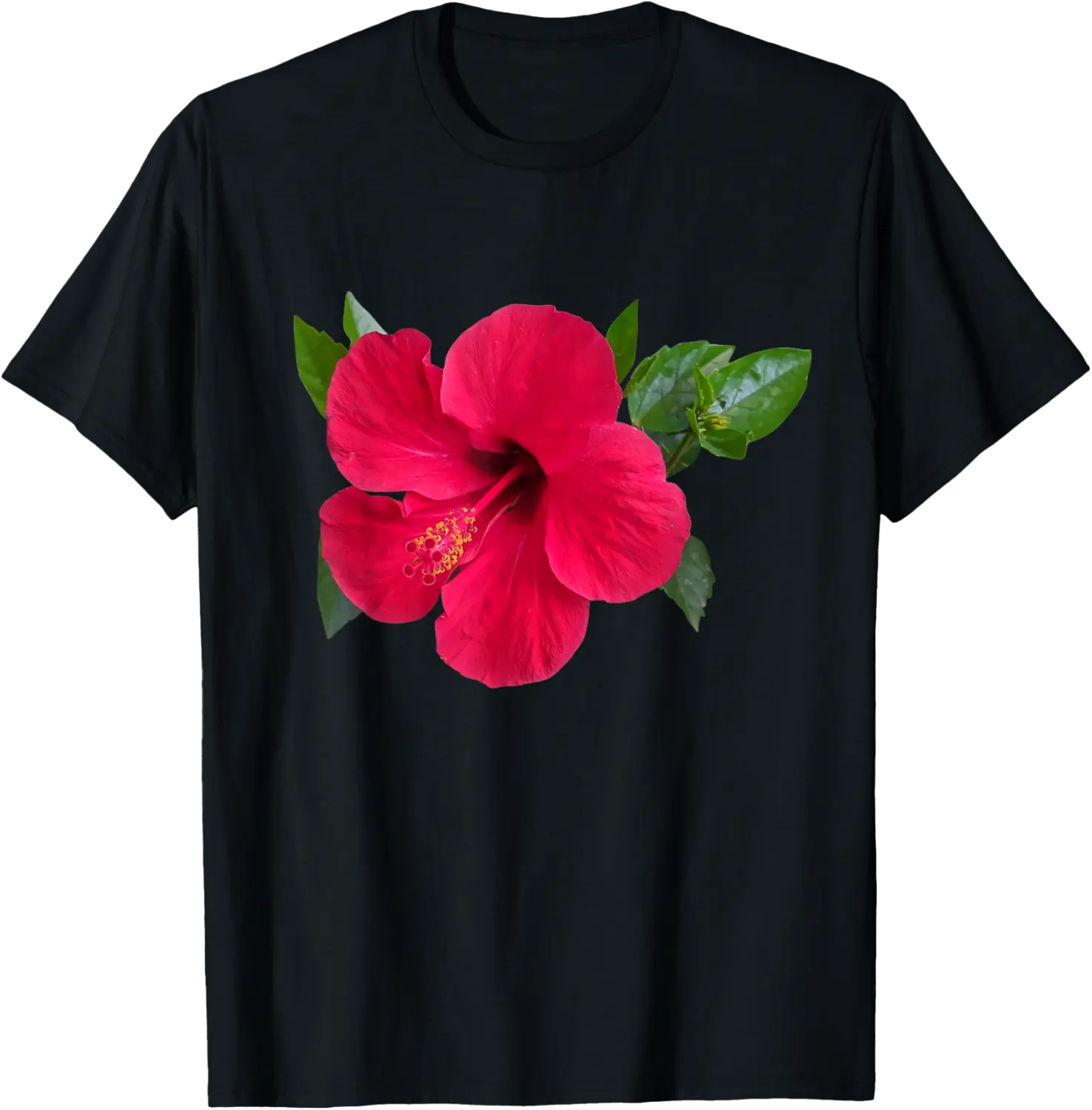 Hot Red Green Exotic Hibiscus Tropical Flower Shapes Mania T-Shirt - Matthewmatt Shop 79B0D9FMWT23