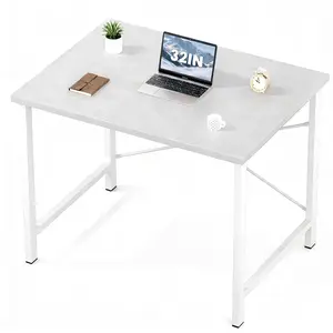 32-Inch Modern Simple Computer Desk for Home Office, Sturdy White Study Writing Table with X-Shaped Steel Frame Reinforcement, Sleek Wooden Tabletop Ideal for Bedrooms, Small Spaces & Workstations, Easy to Assemble & Space-Saving Design