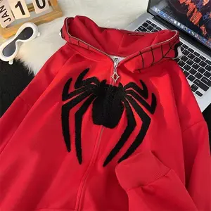 Halloween Spider Hoodie Y2K Full Zip-Up Jacket for Women & Men – Cute Oversized Graphic Hoodie, Hip-Hop Sweatshirt, Casual Fashion
