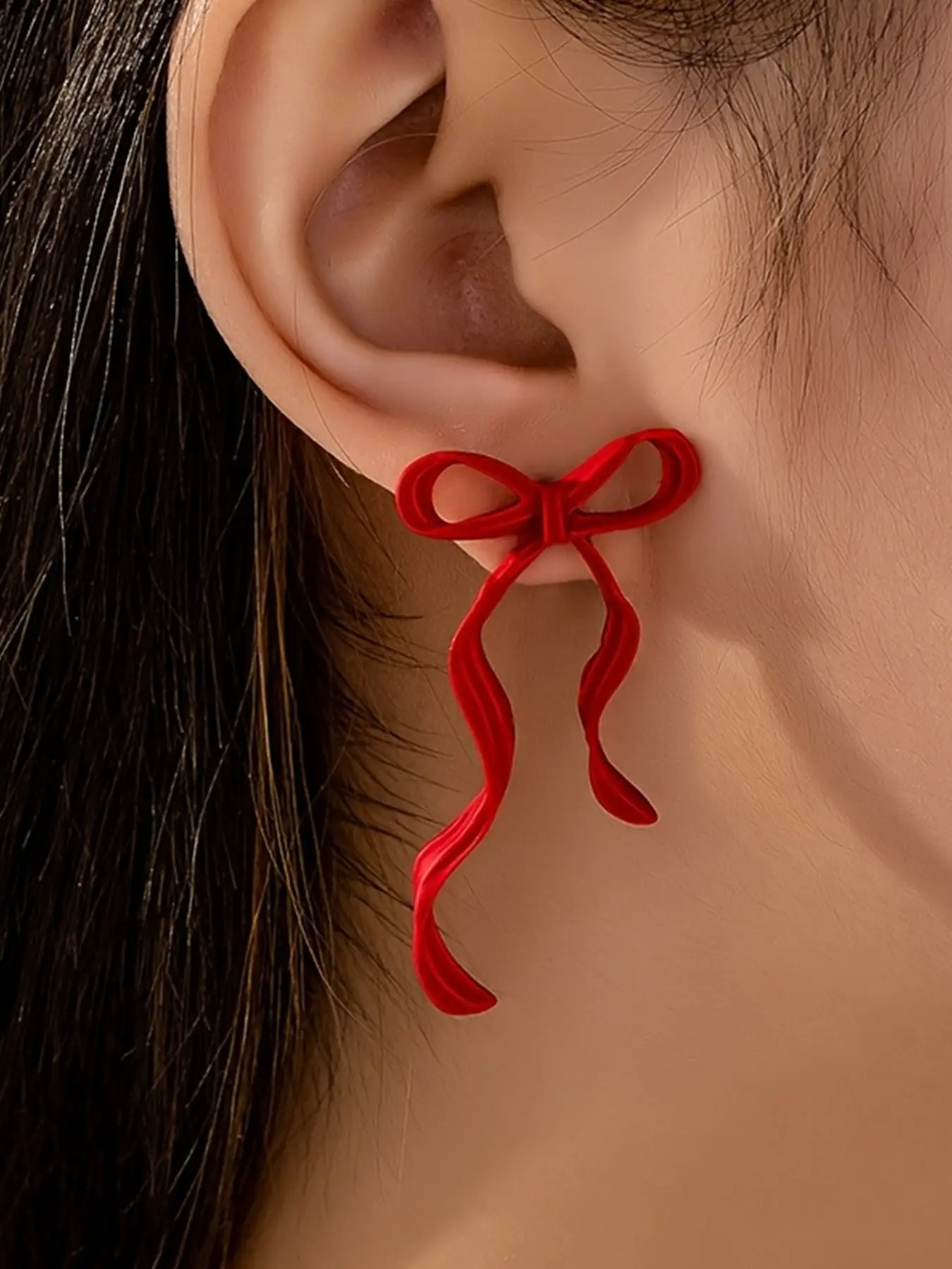 1Pair Red Bow Earrings Christmas Bow Earring Cute Christmas Earrings for Women Dainty Red Ribbon Earring New Years Earing Holiday Festival Jewelry Gifts Dangle Earrings