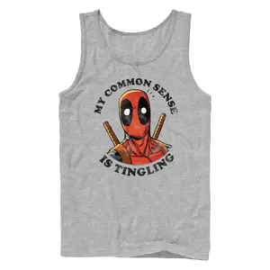 Men's Marvel: Deadpool My Common Sense Is Tingling Distressed Tank Top