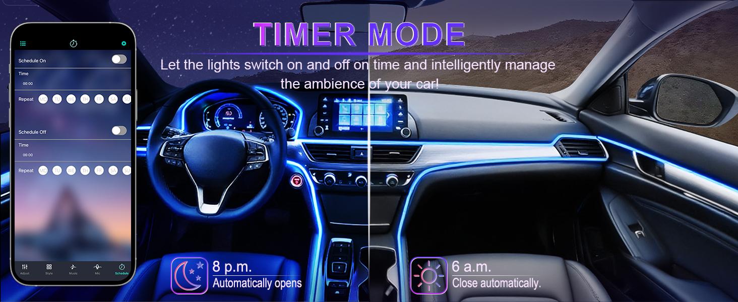 LivTee Smart Car LED Interior Lights with USB Port, LED Strip Fiber Optic Lights, Wireless App Control, Sync to Music, Car Accessories Gifts for Women and Men, 5 in 1