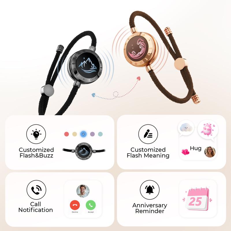 totwoo Mountain&Sea Touch Bracelets Long Distance  Functional Love Connect Gift For Boyfriend or Girlfriend or your Family