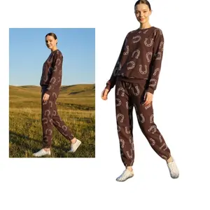 Horseshoes Print Matching Set pants and sweater