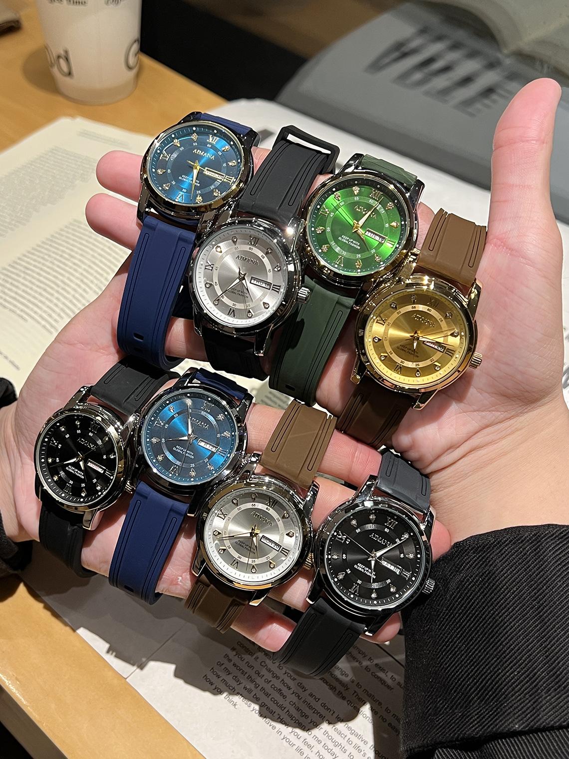 Men's Luxury Business Quartz Watch - Waterproof Luminous Date Display with Premium Silicone Strap, Stylish Sport Wristwatch