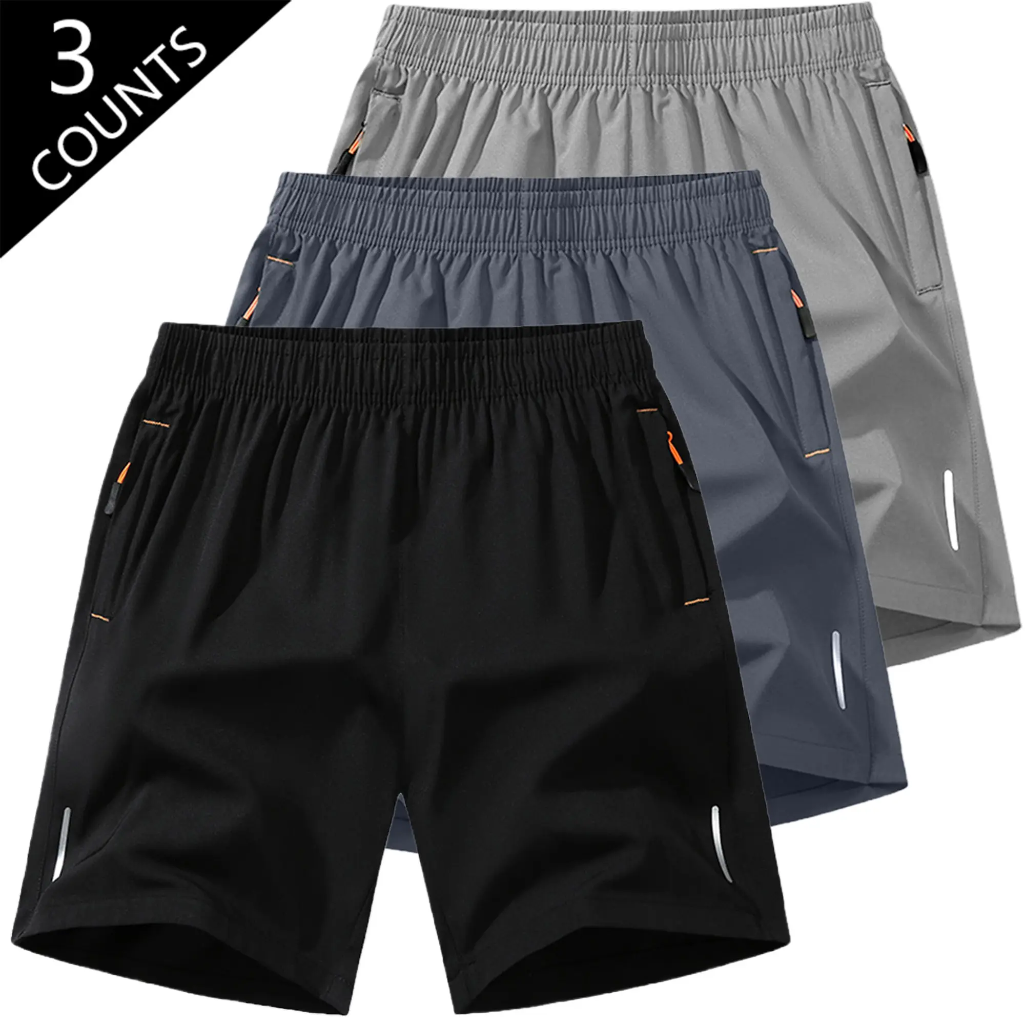 3-Pack Kids’ Quick-Dry Casual Comfortable Versatile Athletic Shorts – Stretch Fabric + Elastic Waistband, Designed for Boys’ Outdoor Sports and Play