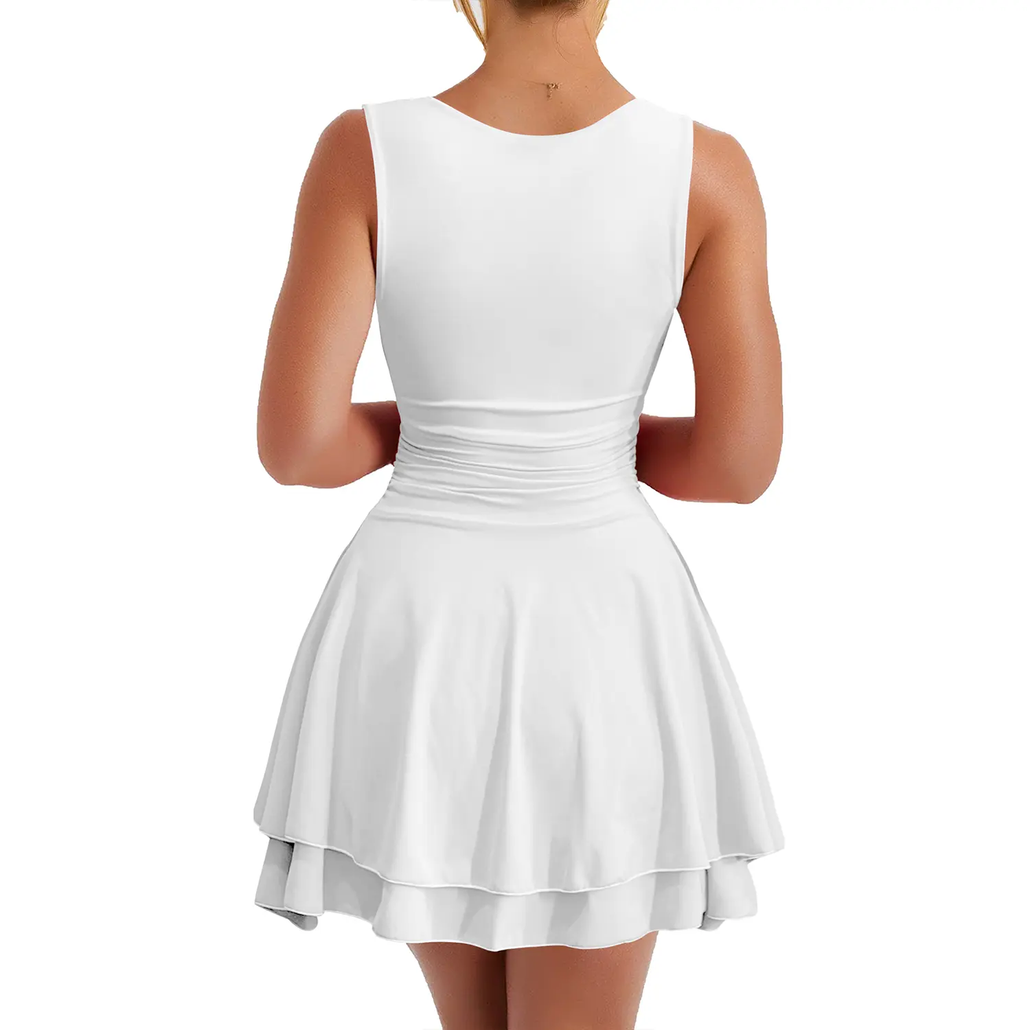 Kaximil Women's Snatched Athletic Mini Dress Square Neck Ruched Basque Waist Ruffle Hem Graduation Dress 2026, Kaximil Women's Snatched Athletic Mini Dress Square Neck Ruched Basque Waist Ruffle Hem Graduation Dress 2026,