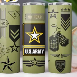 UsArmytumblers Drinkware - Green Design with U.S. Army Logo and Decorative Elements, Ideal for Military Tradition - Bottle