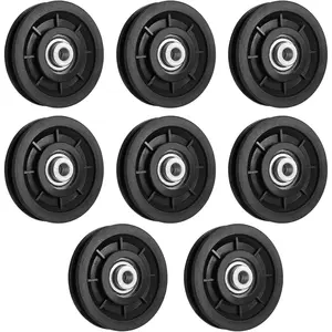 90mm/3.5"  Nylon Bearing Pulley Wheel Replace for Gym Equipment Part  Merchine, Wearproof Abration Bearing Pulley, Gym Equipment and Garage Door Pulley System(8 PCS)