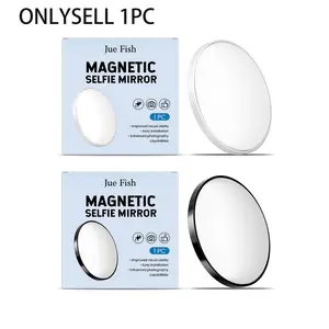 JUE-FISH Magnetic Selfie Mirror, 1 Count Portable Selfie Mirror, Smartphone Phone Photography Reflective Convex Mirror, Cellphone Photography Auxiliary Mirror for Outdoor Travel