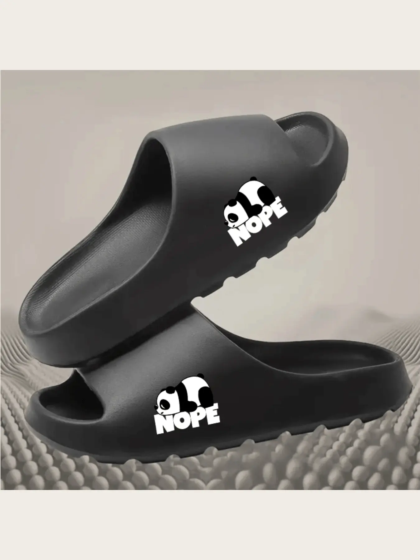 Cute Panda Nope Slippers Women Men Funny Lazy Animal Print Non-Slip Home Indoor Comfy Soft Fleece Warm Winter House Shoes Novelty Gift