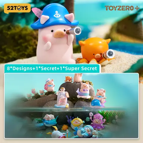 52TOYS Lulu The Piggy Dreamy Blue Ocean Kawaii Creative Gift Room Decor Desktop Decoration Gift for Birthday Party Cute Collectible Figurines Cute Cartoon Figurine Animal Design