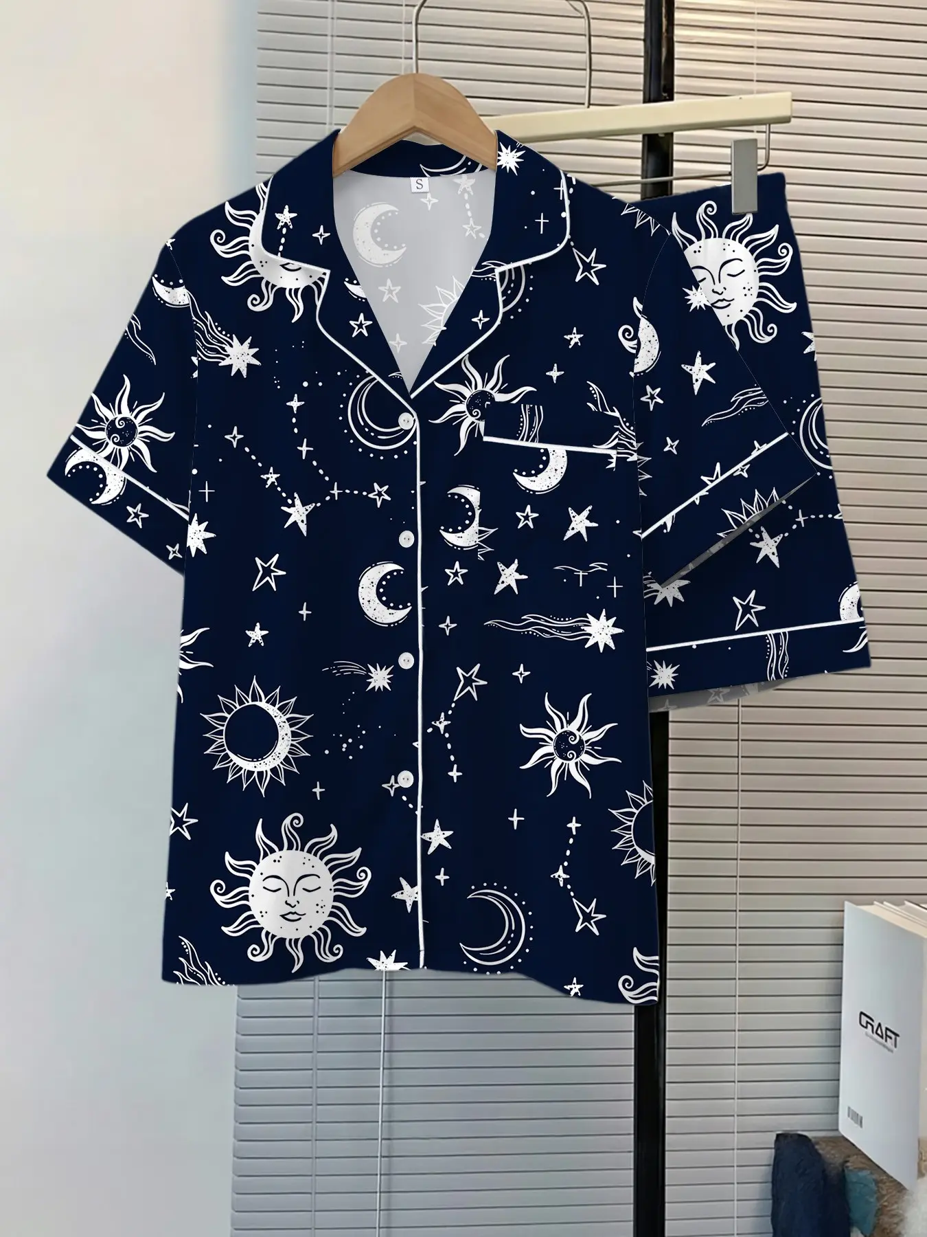 Women's Sleepwear Pajama 2-Piece Set, Star Moon Pattern, Comfortable Night Home Wear, Fashion Soft Fabric, Casual Daily Use