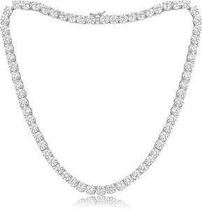 GEMSME 6mm Tennis Necklaces for Women/Men - 18K White/Yellow Golden Plated Round Cubic Zirconia Classic Diamond Tennis Chain Ladies Tennis Necklace Size 16/18/20/22/24 inch