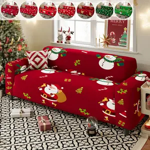 1PC Christmas - Dustproof, Non-slip, Stain-resistant Sofa Protector, Suitable for Living Room, Bedroom, and Various Sofas, Creates Festive Atmosphere, Elastic and Easy to Remove and Wash (Pillowcase Not Included), Stretch Sofa Cover