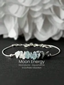 1 pc Moon Energy Bracelet Raw Crystal Moonstone Crystals For Intuitive Healing Manifestations Perfect Gift For Women, Ins Style Design, Suitable For Daily Wear, Gift For Friends, Family, Couples, Birthday And Holiday