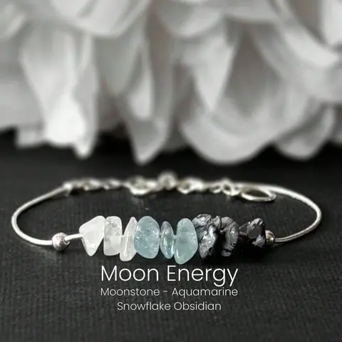 1 pc Moon Energy Bracelet Raw Crystal Moonstone Crystals For Intuitive Healing Manifestations Perfect Gift For Women, Ins Style Design, Suitable For Daily Wear, Gift For Friends, Family, Couples, Birthday And Holiday, Pretty Bracelet