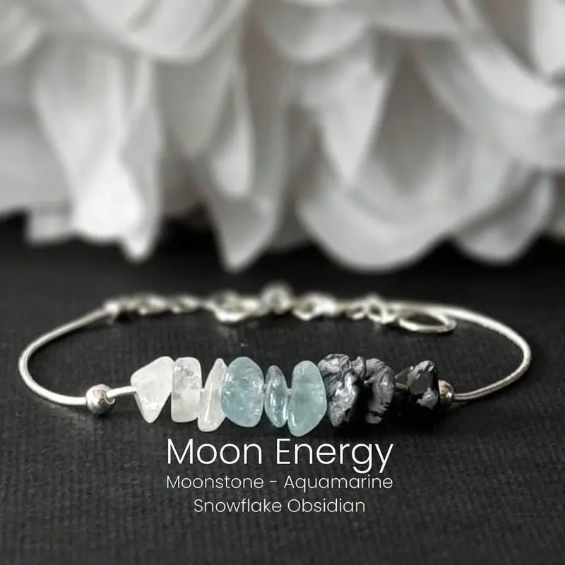 1 pc Moon Energy Bracelet Raw Crystal Moonstone Crystals For Intuitive Healing Manifestations Perfect Gift For Women, Ins Style Design, Suitable For Daily Wear, Gift For Friends, Family, Couples, Birthday And Holiday, Pretty Bracelet