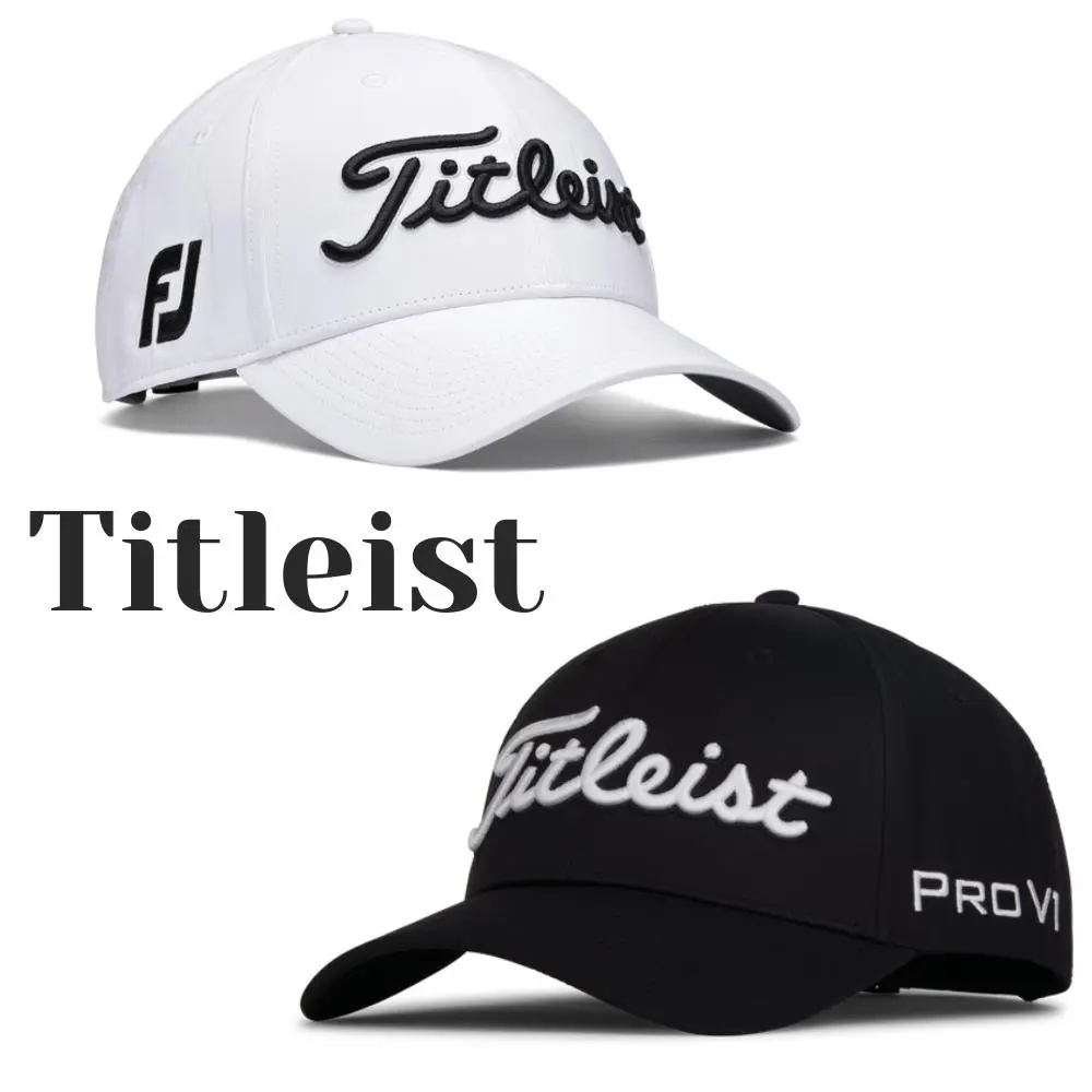 Titleist Tour Performance Stretch Hat - Black/ White, UPF 50+ Sun Protection, Lightweight Adjustable Cap, Men's Golf & Outdoor Accessory, Ideal Gift