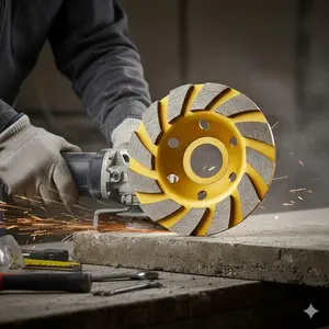 4" Diamond Grinding Cup Wheel for Concrete Stone Tile, High-Precision Angle Grinder Disc with Quick Change Adapter, Durable Cutting & Polishing Pad for Granite Marble Metal, Professional Power Tool Accessories.