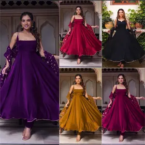 Anarkali set Launching New Designer Party Wear Look Gown With Bottom and Dupatta (no refund no return) Womenswear