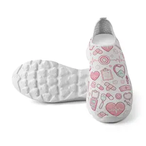 Pink Nurse Print Cute Nurse Medical Print Slip On Sneakers for Women - Breathable Comfortable Nursing Shoes All Day Wear Casual Loafers for RN LPN Healthcare Workers