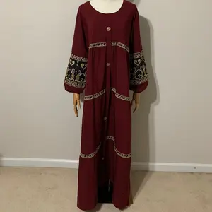Maroon Embroidered Dress / Arab Traditional Abaya