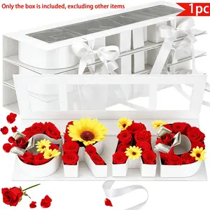 White Graduation Theme Large Flower Gift Box, Empty Letter Bouquet Packaging Box for Rose Floral Wrapping, Graduation Gift Box, Birthday Celebration, Class Party Decor and Favor Packaging