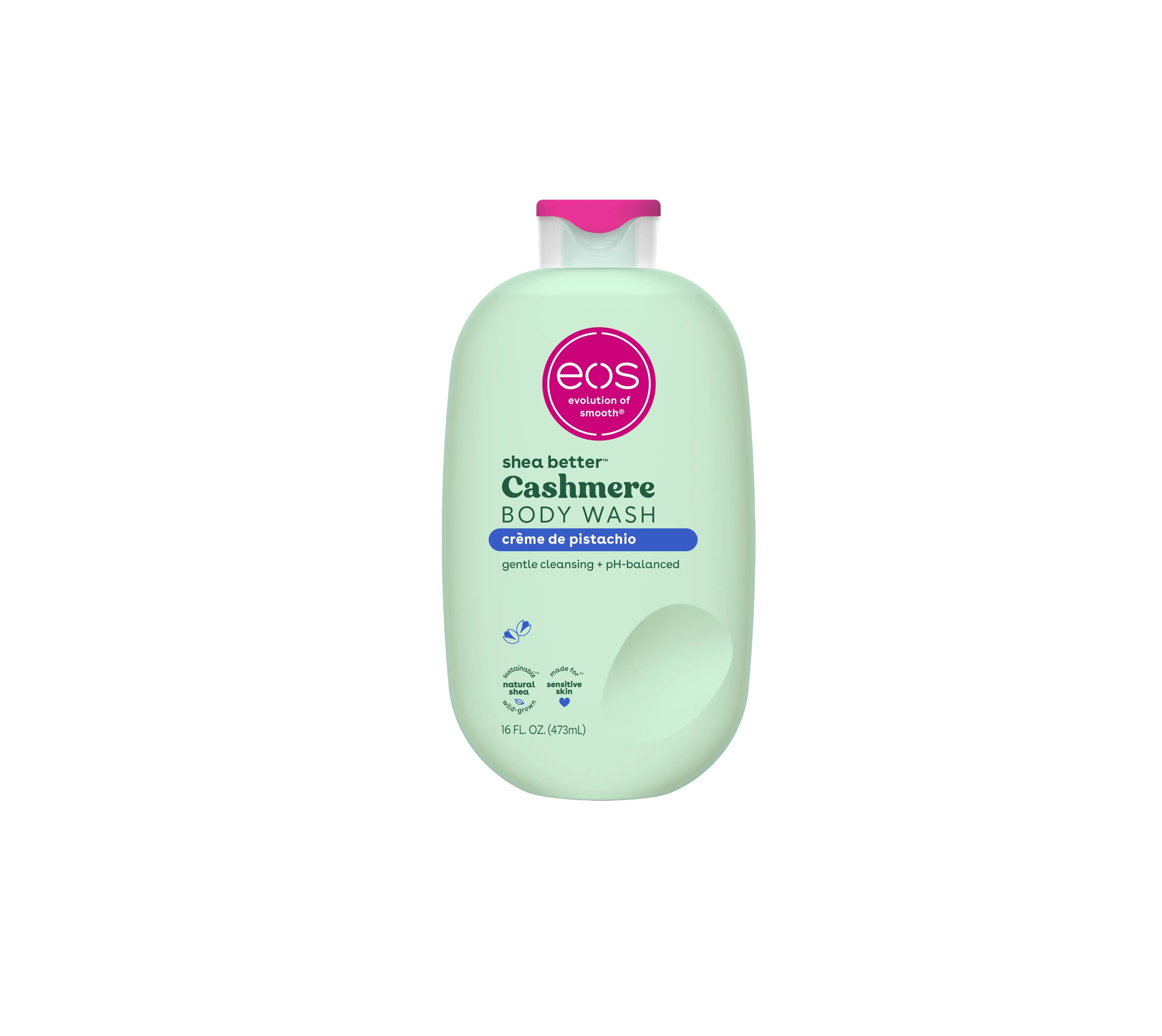 eos Cashmere Body Wash – Crème de Pistachio, Moisturizing Body Wash, Creamy Gel Formula, with Shea Butter, Glycerin, Vitamin E, pH Balanced, Sensitive Skin, Vegan, 16 fl oz