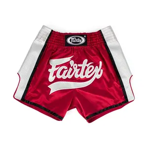 Fairtex BS1704 Red/White Slim Cut Muay Thai Boxing Short