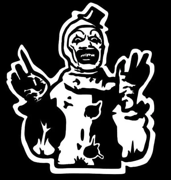 Terrifier Art the Clown White Vinyl Decal  Horror Car Exterior Sticker