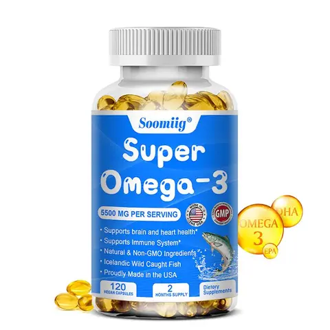 Soomiig Omega-3 & Krill Oil Health Supplement,With DHA EPA, Heart, Brain, Eyes,Immune System Support, 120 Capsules