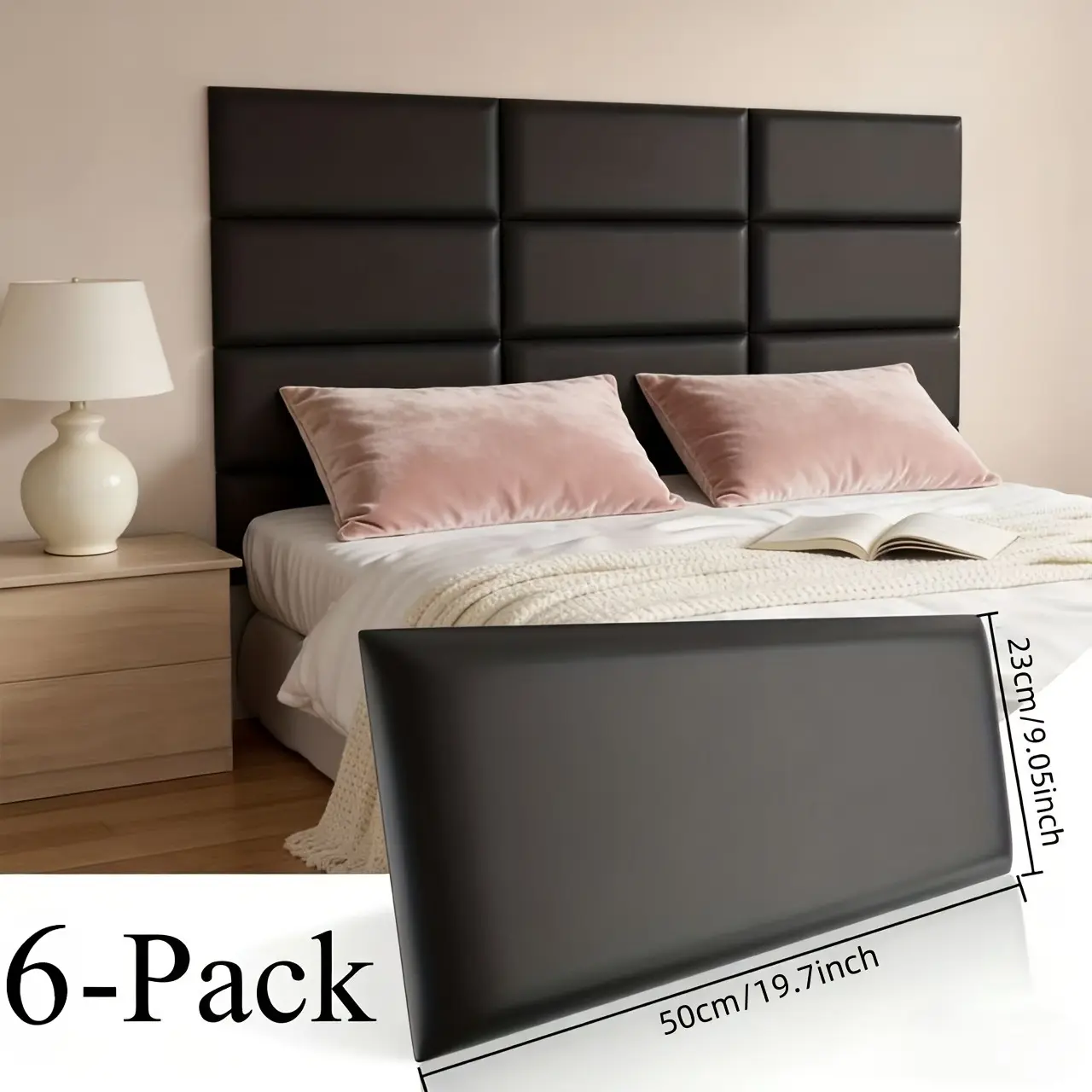 6-piece set of self-adhesive heat-resistant 3D wall panels, 1.3mm thick XPE panels, anti-collision and soundproof wall covers, soft and comfortable — Thickened 3D self-adhesive wall panels, soft edges for bed and tatami corners Decorative Wallpaper