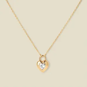 CZ Padlock Heart Necklace