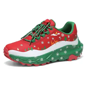 Men's Holiday Collection Sneakers Christmas Themed Design with Snowflake Tree Motifs Quick-Dry Upper Comfort Platform Sole Non-Slip Grip for Seasonal Events and Urban Style