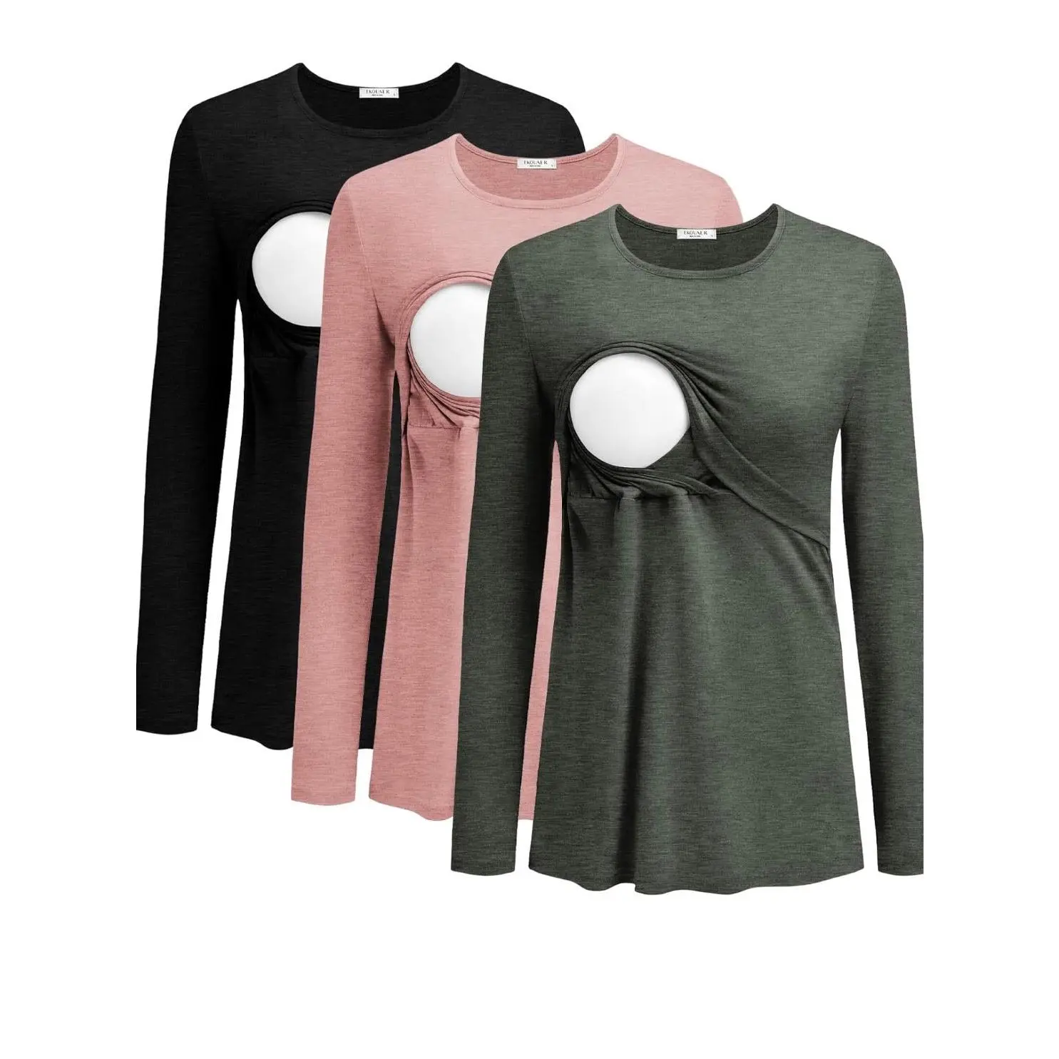 Long Sleeve Maternity & Breastfeeding Tops (3-Pack)